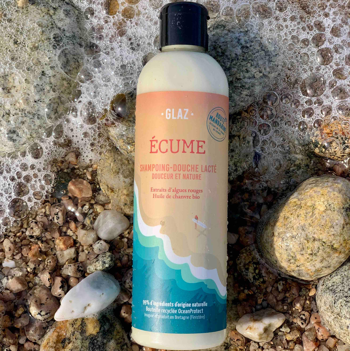 shampoing douche très doux sans sulfates mer galets écume