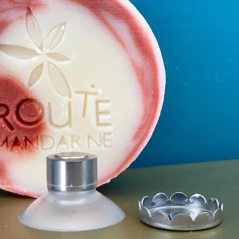 Porte-savon aimanté ventouse et dent Route mandarine